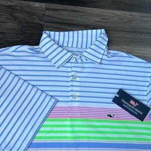 Vineyard Vines Men’s Size Medium On The Go Sankaty Polo Shirt Golf Striped New
